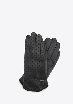 Mănuși de damă din piele perforată, negru, 45-6-522-1-L, Fotografie 1