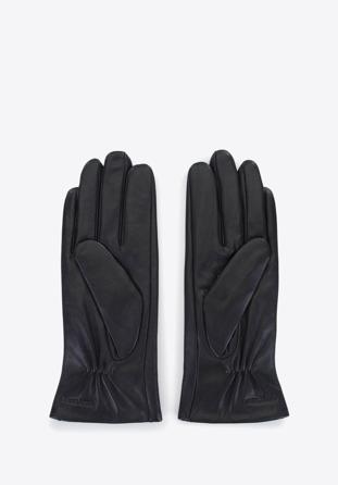 Mănuși de piele de damă cu fundă mică, negru, 39-6-648-1-X, Fotografie 1