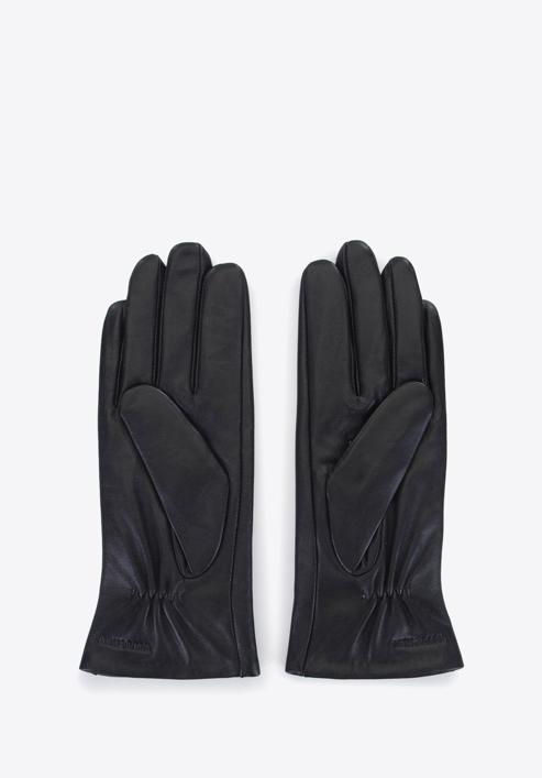 Mănuși de piele de damă cu fundă mică, negru, 39-6-648-1-X, Fotografie 2