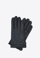 Mănuși de piele pentru bărbați cu închidere cu capse, negru, 45-6A-016-5-M, Fotografie 1