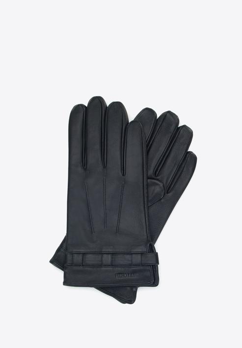 Mănuși de piele pentru bărbați cu închidere cu capse, negru, 45-6A-016-5-XS, Fotografie 1