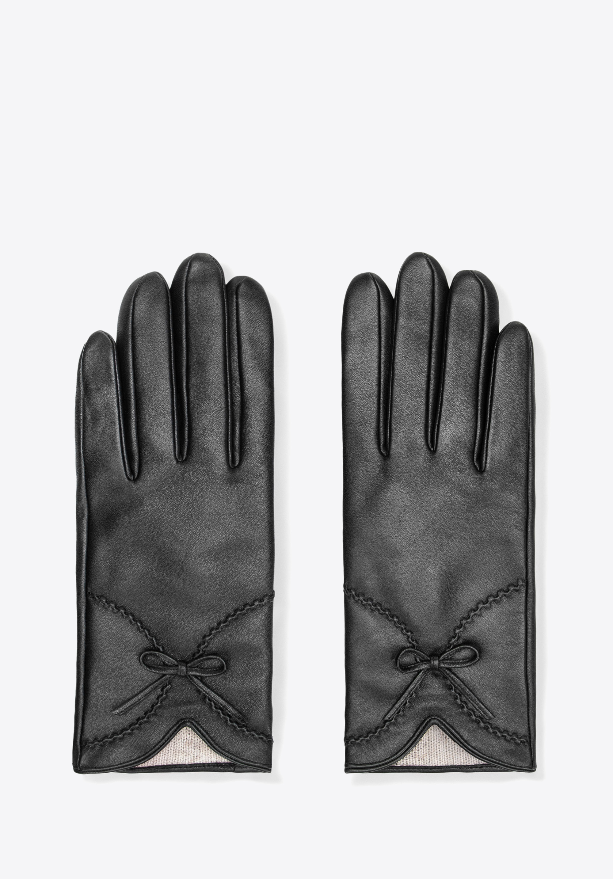 Mănuși din piele căptușite pentru femei, negru, 44-6A-057-1-M, Fotografie 1