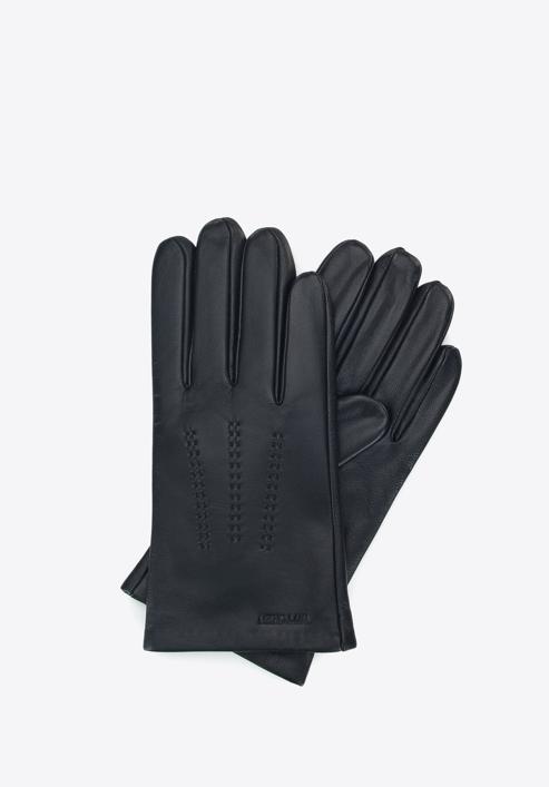 Mănuși din piele cu cusături pentru bărbați, negru, 39-6A-001-1-XS, Fotografie 1