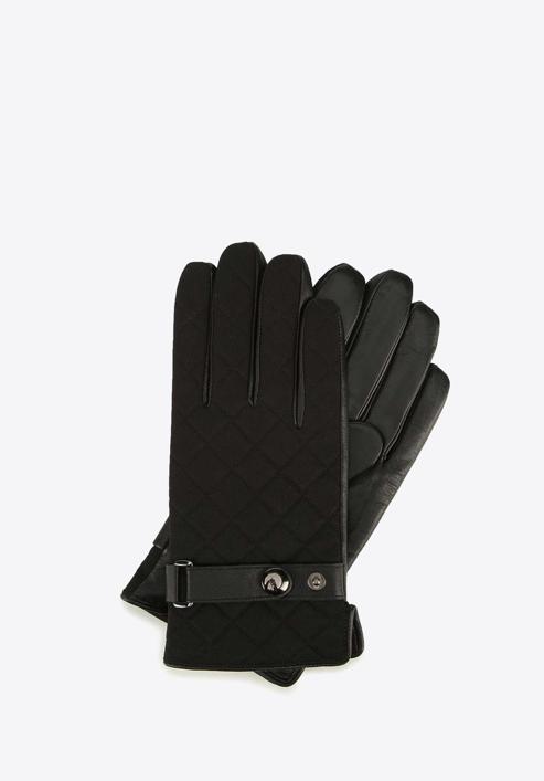 Mănuși pentru bărbați din piele matlasată, negru, 39-6-951-1-S, Fotografie 1