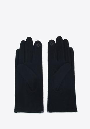 Mănuși subțiri de damă cu fundă, negru, 47-6A-004-1-U, Fotografie 1