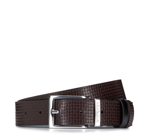 Cureaua reversibila din piele pentru barbati, negru - maro, 95-8M-918-1-110, Fotografie 1