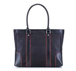 Geanta shopper din stofa, negru - maro, 29-3-622-1, Fotografie 1