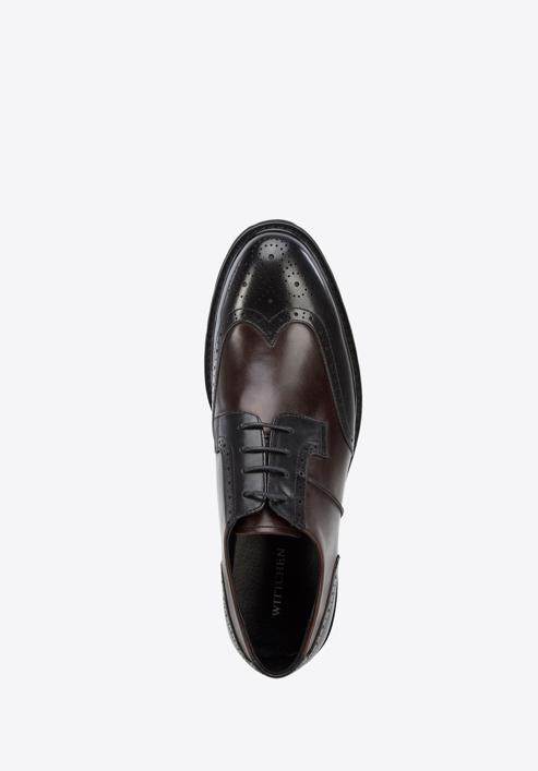 Pantofi bărbătești din piele bicoloră pe talpă ușoară, negru - maro, 96-M-700-4N-42, Fotografie 4