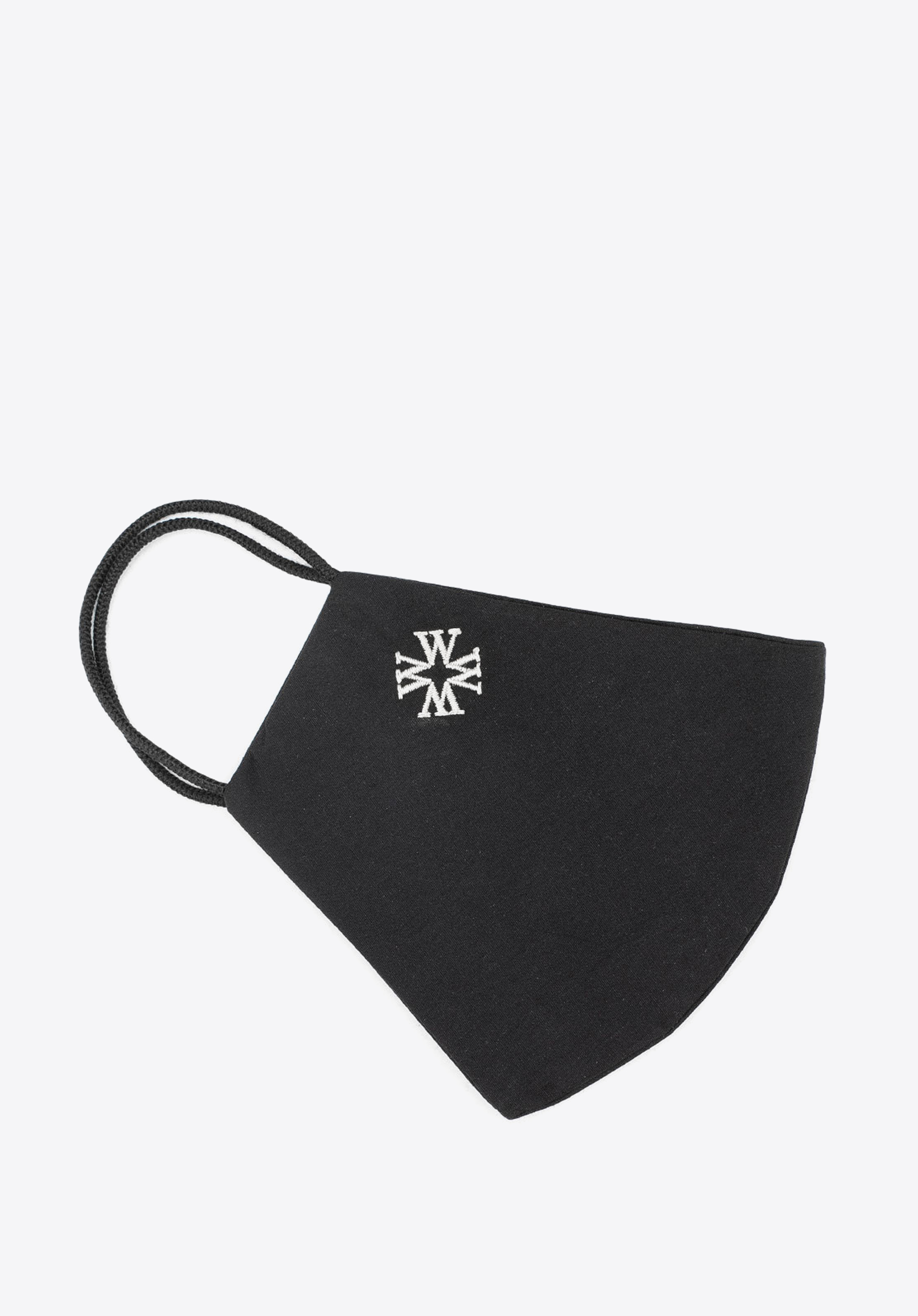 Mască din bumbac profilată cu monogramă albă, negru, MASECZKA-4M, Fotografie 1