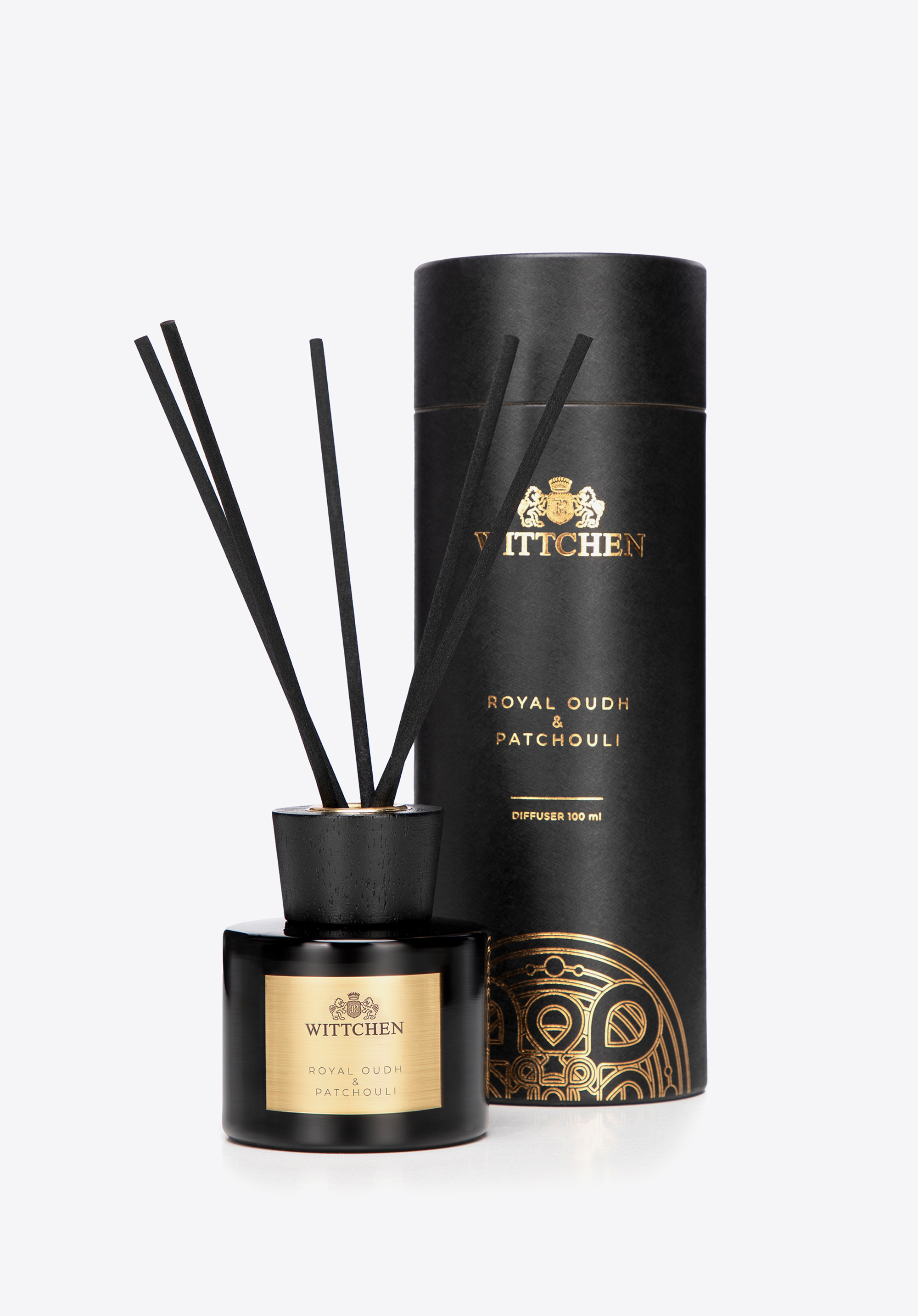 Mic difuzor din sticlă cu stuf Royal Oudh &amp; Patchouli, negru, 1-HD-100-1, Fotografie 1