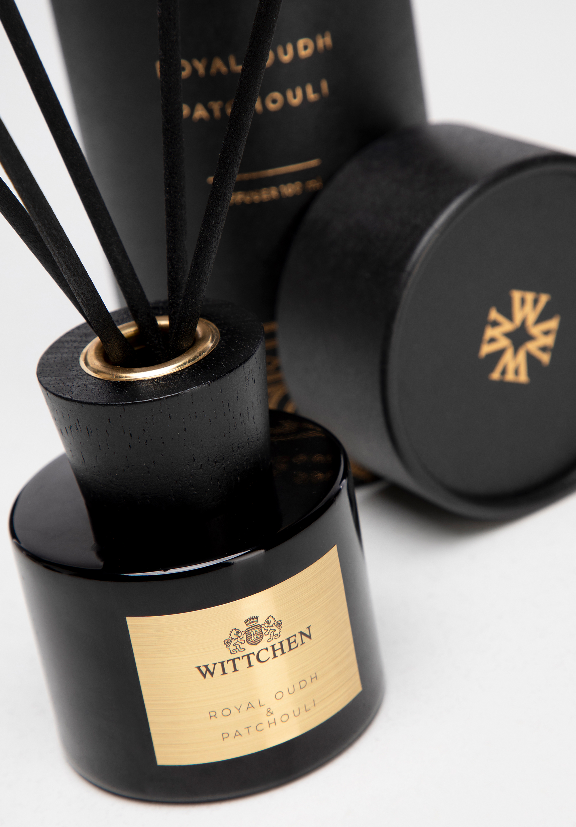 Mic difuzor din sticlă cu stuf Royal Oudh &amp; Patchouli, negru, 1-HD-100-1, Fotografie 1