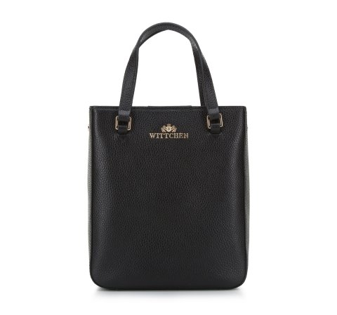 Mini geanta shopper din piele, negru, 94-4E-632-00, Fotografie 1