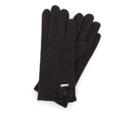 Mănuși de damă de lână cu fundiță, negru, 47-6-X91-1-U, Fotografie 1