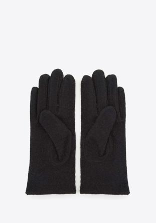 Mănuși de damă de lână cu fundiță, negru, 47-6-X91-1-U, Fotografie 1