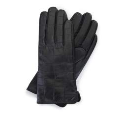 Mănuși de damă din piele croco, negru, 39-6-650-1-V, Fotografie 1