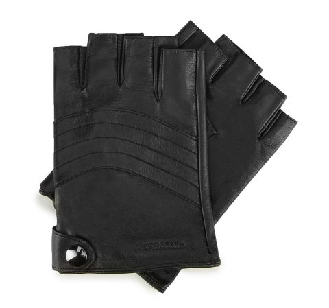 Mănuși de piele fără degete pentru bărbați, negru, 46-6-390-1-M, Fotografie 1
