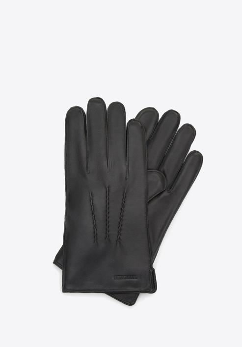 Mănuși de piele pentru bărbați cu creponări, negru, 44-6A-002-1-M, Fotografie 1