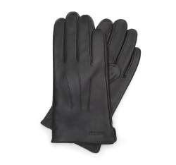 Mănuși de piele pentru bărbați cu cusături, negru, 44-6A-001-1-S, Fotografie 1