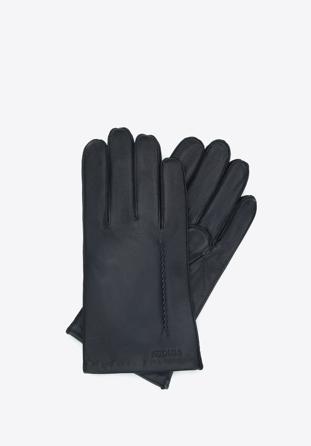 Mănuși de piele pentru bărbați cu cusături decorative, negru, 39-6A-018-1-S, Fotografie 1