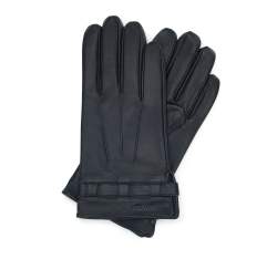 Mănuși de piele pentru bărbați cu închidere cu capse, negru, 45-6A-016-1-S, Fotografie 1