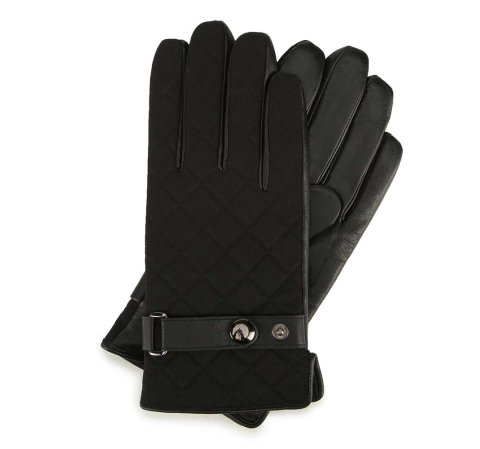 Mănuși pentru bărbați din piele matlasată, negru, 39-6-951-1-S, Fotografie 1