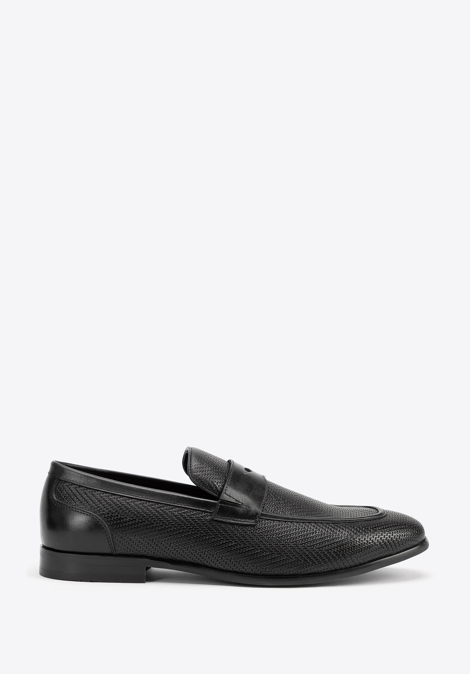 Mocasini bărbătești din piele cu model herringbone integral, negru, 100-M-507-1-39, Fotografie 1