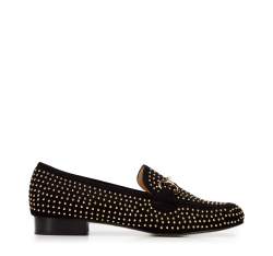 Mocasini de dama din piele intoarsa cu nituri, negru, 94-D-106-1-41, Fotografie 1