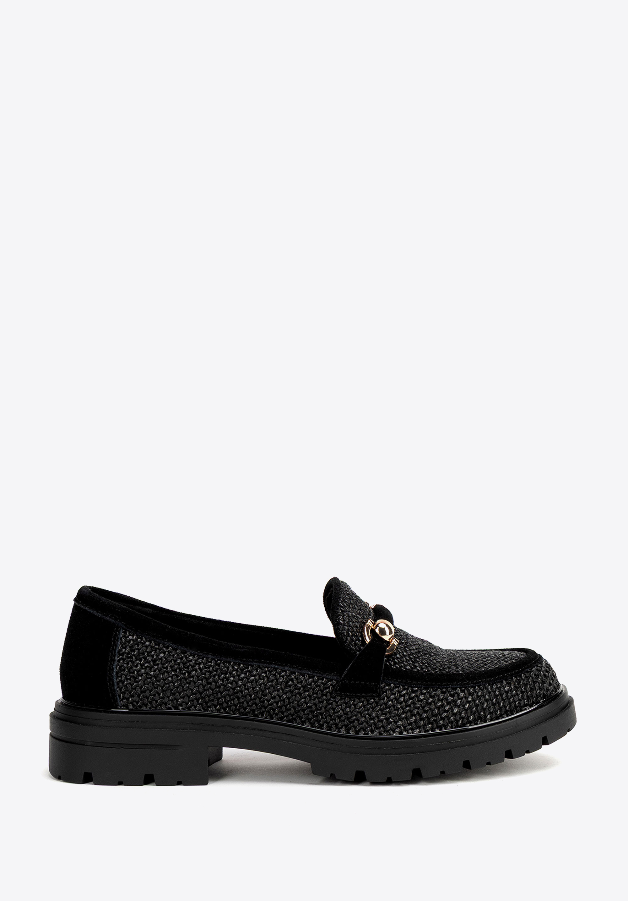 Mocasini de dama impletiti, negru, 100-DP-400-1-36, Fotografie 1