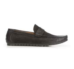Mocasini din nubuc pentru barbati cu talpa flexibila, negru, 92-M-513-1-43, Fotografie 1
