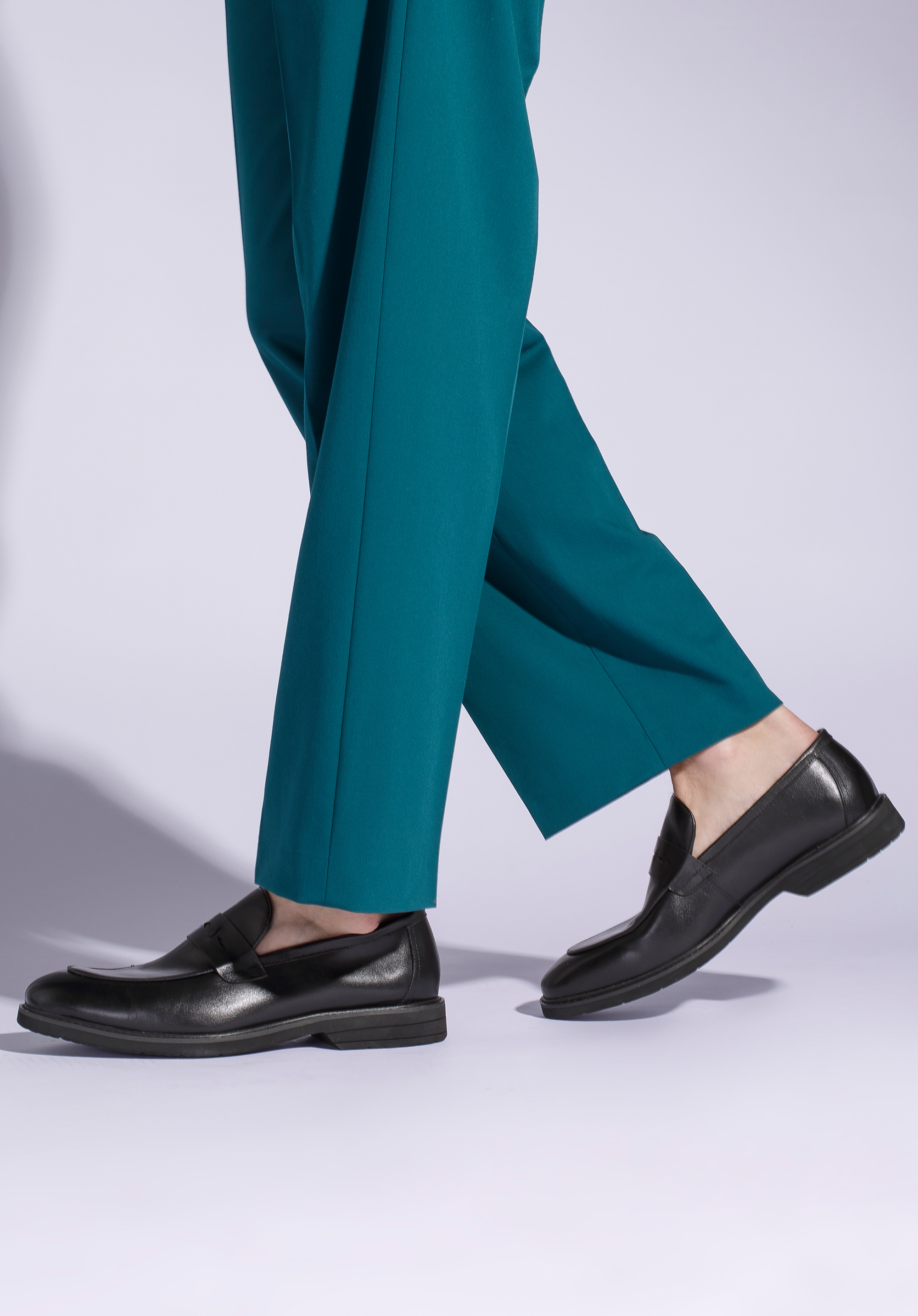 Mocasini penny din piele pentru barbati cu curea decorativa, negru, 94-M-503-1-41, Fotografie 1