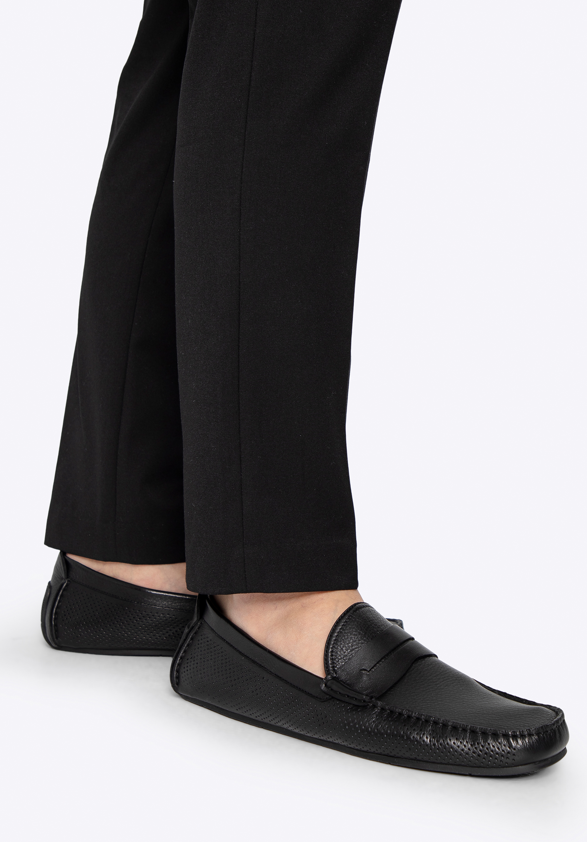 Mocasini slip-on din piele pentru bărbaţi, negru, 100-M-504-1-45, Fotografie 1
