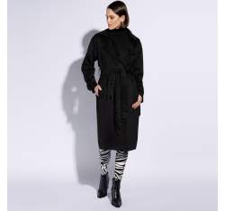 Palton de damă cu pieptar dublu cu cusături, negru, 96-9P-107-1-S, Fotografie 1