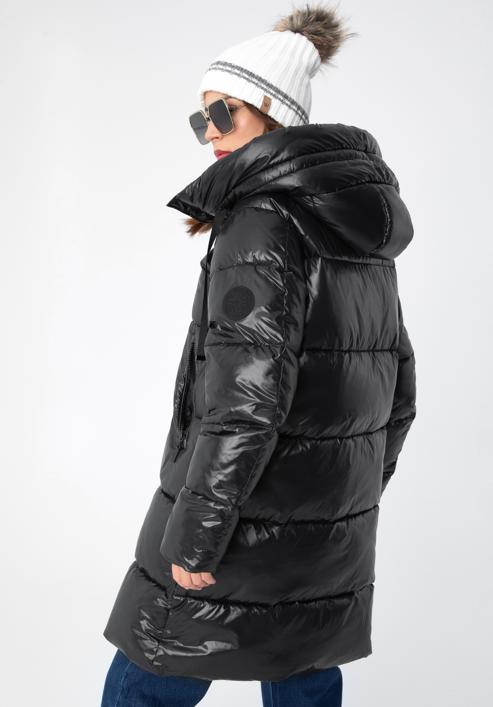 Palton de damă supradimensionat matlasat, negru, 97-9D-403-3-XL, Fotografie 2