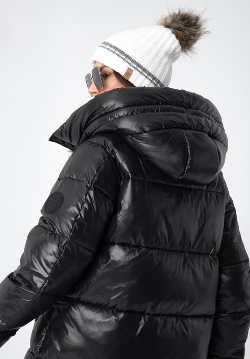 Palton de damă supradimensionat matlasat, negru, 97-9D-403-3-XL, Fotografie 4