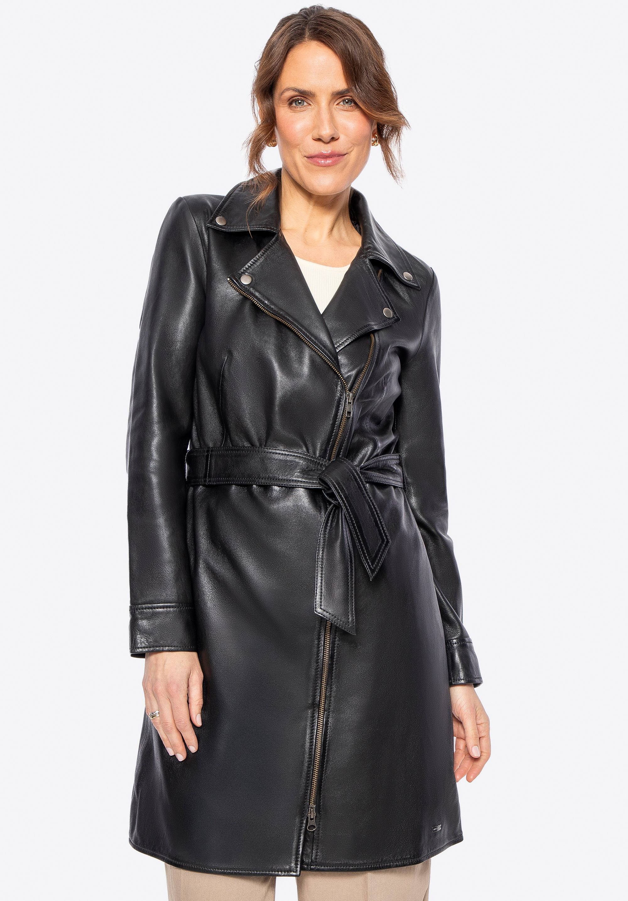 Palton din piele naturală pentru femei, negru, 100-09-408-1-S, Fotografie 1