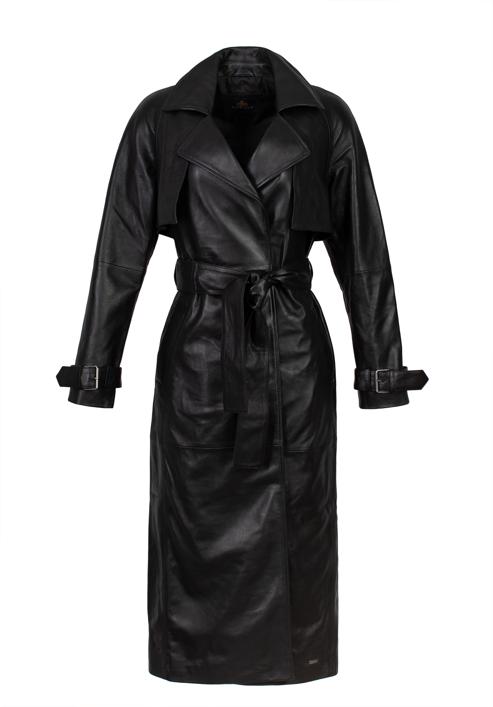 Palton lung de dama din piele, negru, 97-09-200-4-L, Fotografie 30