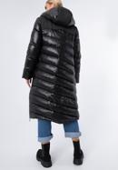 Palton maxi de damă cu glugă, negru, 97-9D-406-Z-L, Fotografie 4