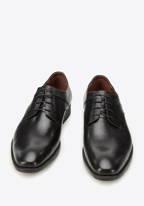 Pantofi bărbătești derby din piele, cu ștanțare pe călcâi, negru, 94-M-907-1-42, Fotografie 2