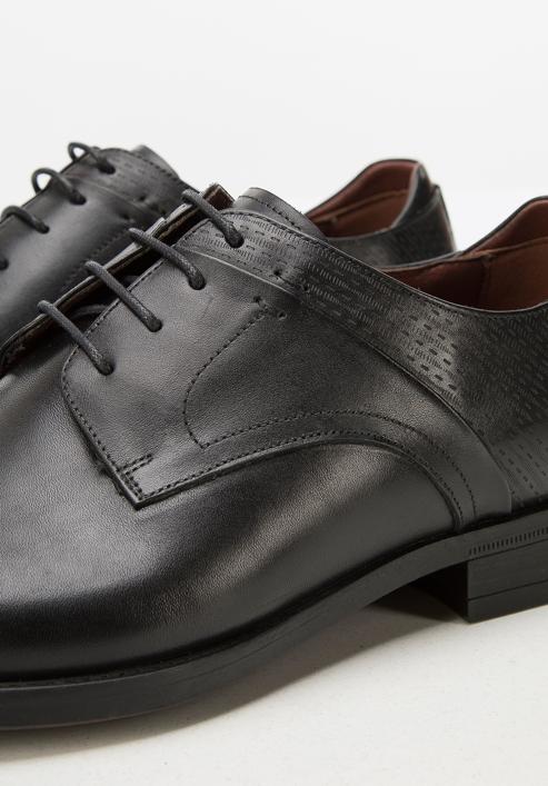 Pantofi bărbătești derby din piele, cu ștanțare pe călcâi, negru, 94-M-907-1-42, Fotografie 7