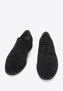Pantofi bărbătești derby din piele întoarsă ștanțată, negru, 94-M-905-N-41, Fotografie 2