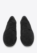 Pantofi bărbătești derby din piele întoarsă ștanțată, negru, 94-M-905-N-41, Fotografie 3