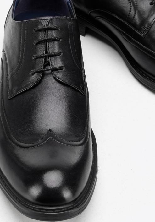 Pantofi bărbătești din piele cu cusături, negru, 94-M-514-1-44, Fotografie 7