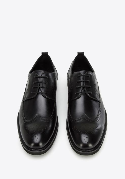 Pantofi barbați Brogue din piele cu talpă ușoară, negru, 96-M-501-5-42, Fotografie 2
