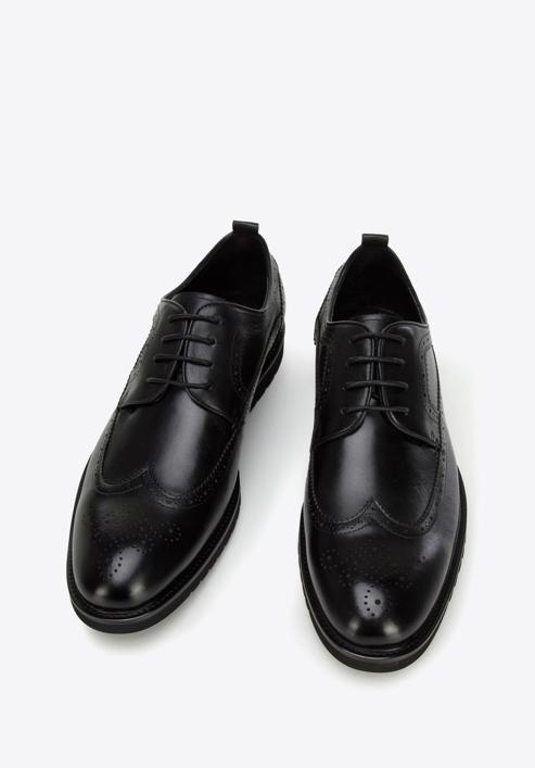 Pantofi barbați Brogue din piele cu talpă ușoară, negru, 96-M-501-5-41, Fotografie 3