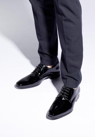 Pantofi bărbați Derby clasic pentru din piele lăcuită, negru, 96-M-502-1-43, Fotografie 1