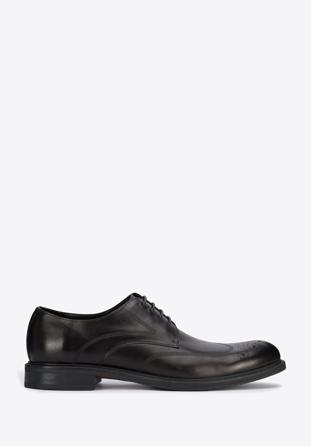 Pantofi bărbați Derby din piele cu cusătură plată, negru, 95-M-506-1-43, Fotografie 1