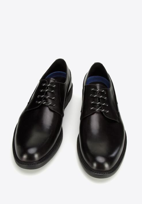 Pantofi barbați Derby din piele cu talpă groasă, negru, 96-M-500-4-45, Fotografie 3