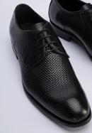 Pantofi bărbați Derby din piele împletită în partea din față, negru, 95-M-505-1-43, Fotografie 7