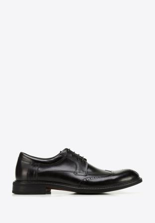 Pantofi bărbați din piele cu perforații, negru, 96-M-506-1-45, Fotografie 1