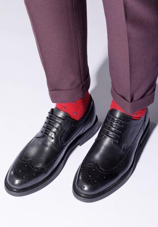 Pantofi bărbați din piele cu talpă groasă, negru, 95-M-702-1-44, Fotografie 1
